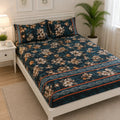 Hozvera VIP Cotton Satin King Size Bedsheet - (1 Double Bedsheet + 2 Pillows)