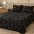 Hozvera VIP Cotton Satin King Size Bedsheet - (1 Double Bedsheet + 2 Pillows)